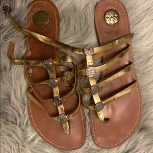 Vintage- rare Tory Burch gold gladiator size 11